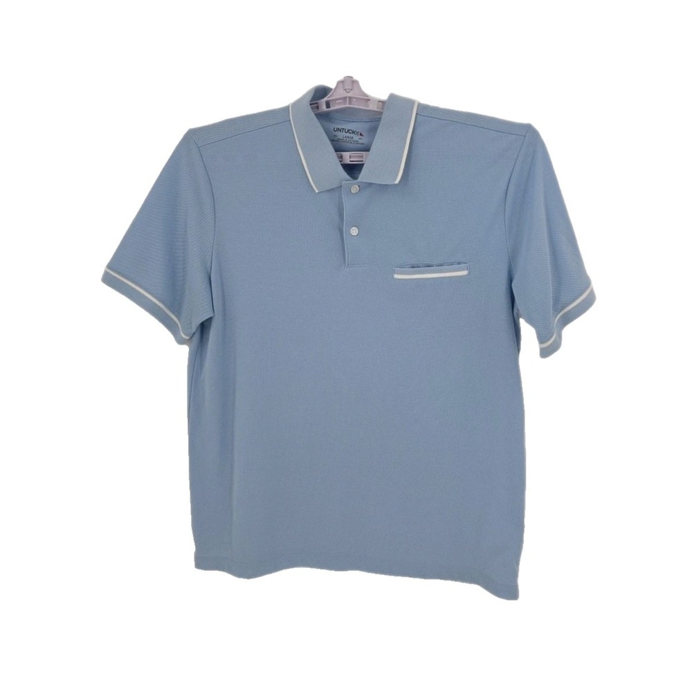 UNTUCKit‎ Blue Pullover Men's Polo Polyester Elastane Size Large
